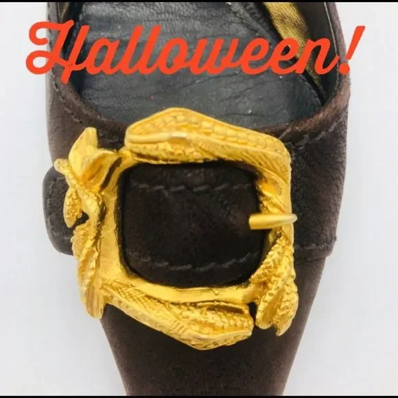 PRADA SNAKE BUCKLE GOAT SKIN d’ORSAY KITTEN PUMPS - Picture 3 of 10